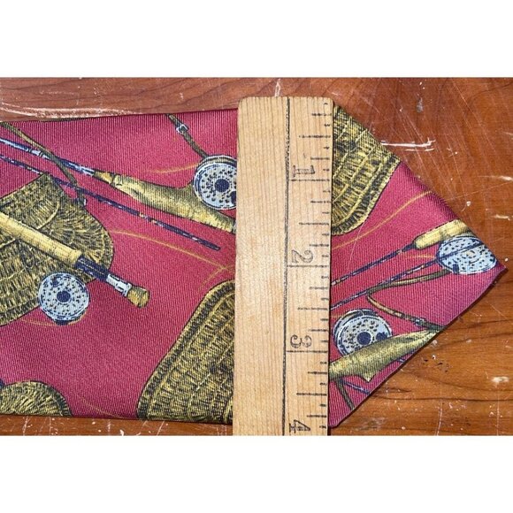 liberty of london silk fly fishing tie Burgundy USA - Picture 8 of 11